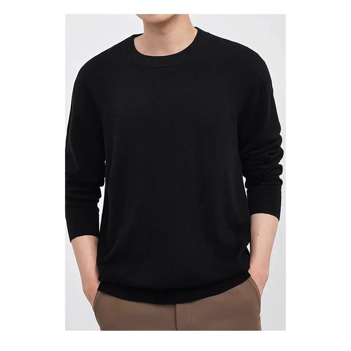 Men's standard wool pullover sweater in regular fit for autumn and winter daily wear
