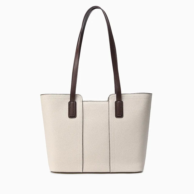 Women's genuine leather commuter shoulder bag in khaki colour with sandwich pocket and internal organisation