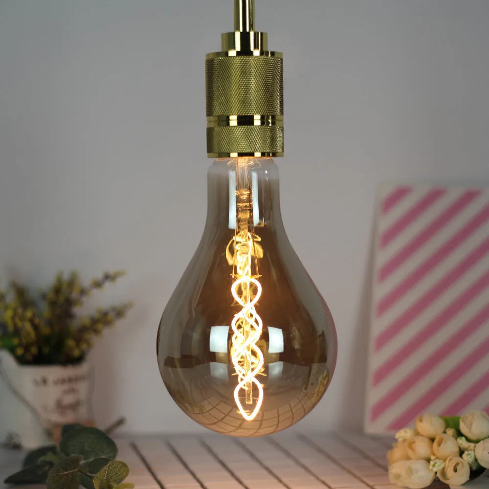A110 double spiral LED soft light strip with gold bulb showing 110 x 200 mm dimensions