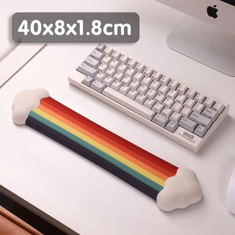 Silicone wrister mouse pad and keyboard support set with cloud pattern in choice of four colours