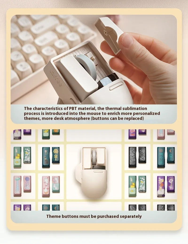 Xiaoqiao Three Mode Wireless Mouse in tofu colour showing seven buttons and four-way scroll wheel