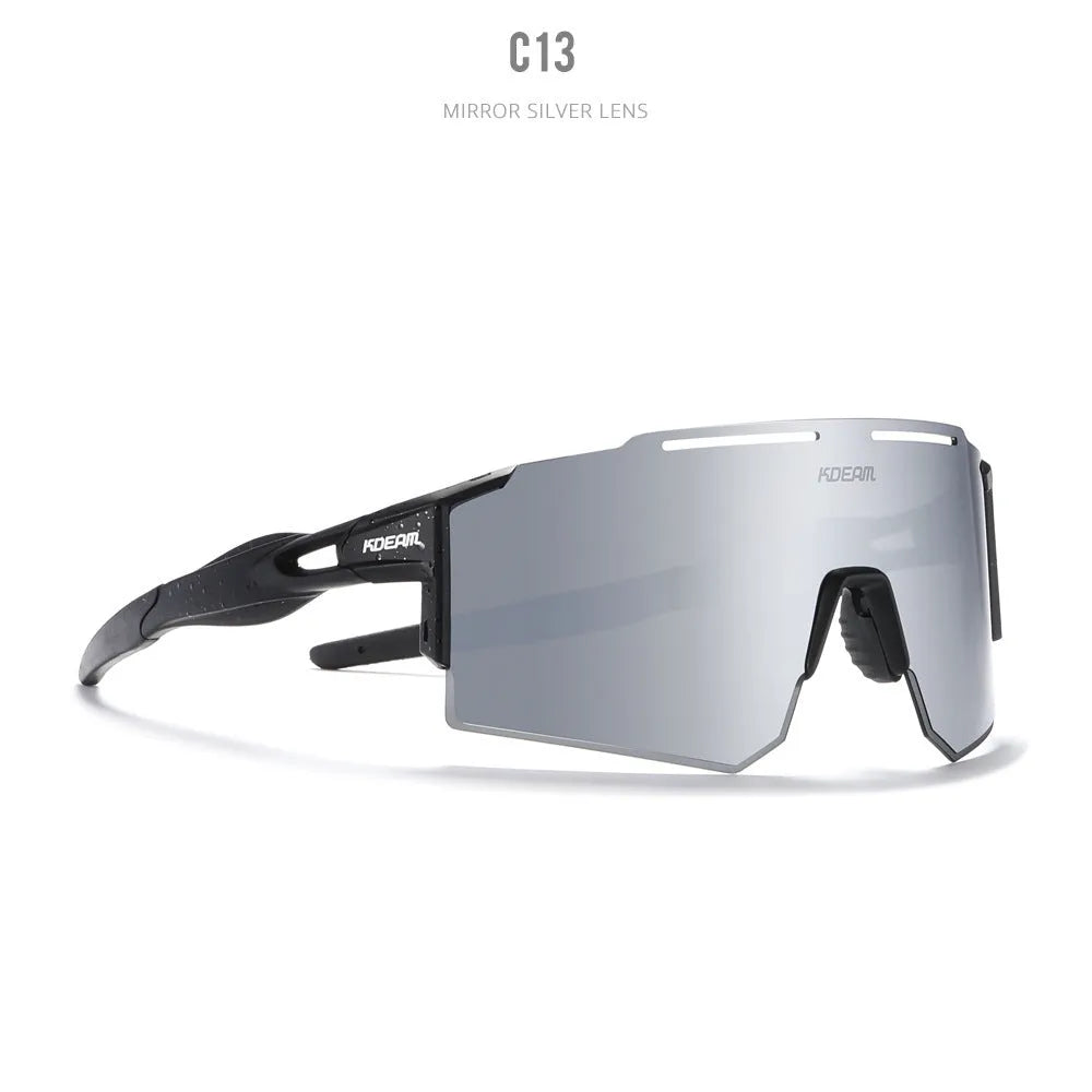 Ultralight polarised cycling sunglasses with frameless TR90 frame in a selected colour.