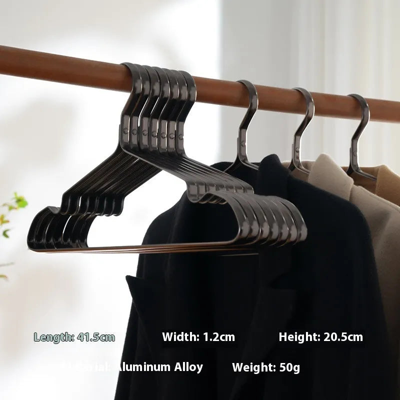 Elegant black modern clothes hanger with non-slip anti-rust surface for shirts and trousers.