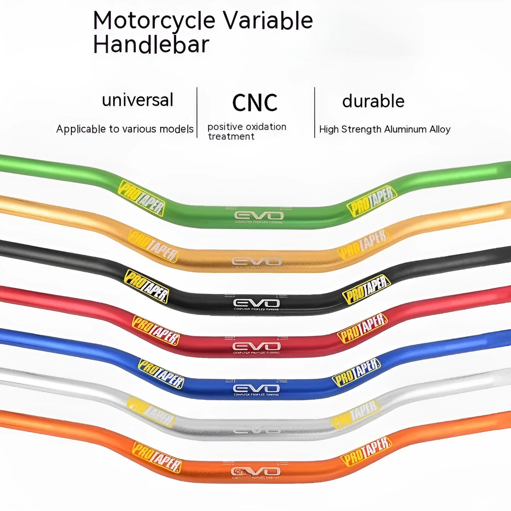 Orange aluminium alloy scrambling motorcycle handlebar with 28mm clamp, shown from the side.