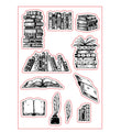 White seal pattern transparent silicone craft stamp with self-adhesive backing, measuring 11 by 16 centimetres.