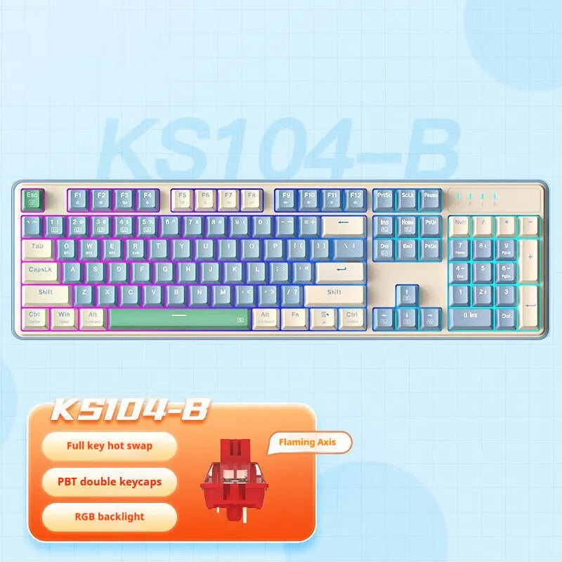 Three-mode mechanical gaming keyboard with RGB lighting in black and white colour scheme