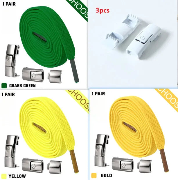 Press lock elastic shoelace with 8mm flat width and cotton weave on a trainer.