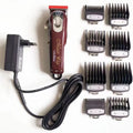 Charging hair clipper set with stainless steel cutter heads and EU, UK, US plug adaptors for adults and children