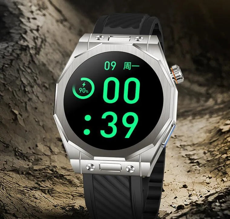 Smart watch with health monitoring and Bluetooth call on a wrist, TFT screen display showing data