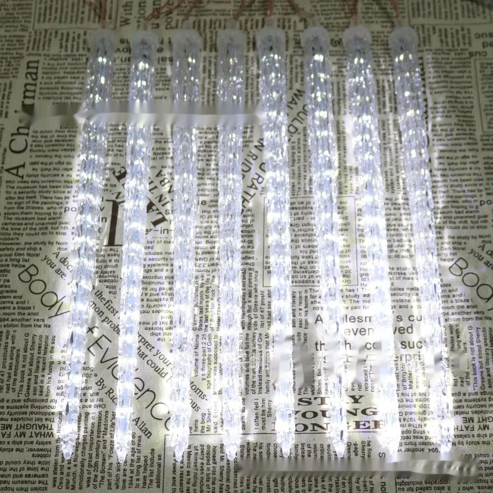 Solar LED ice cone shaped meteor shower Christmas lights with remote control