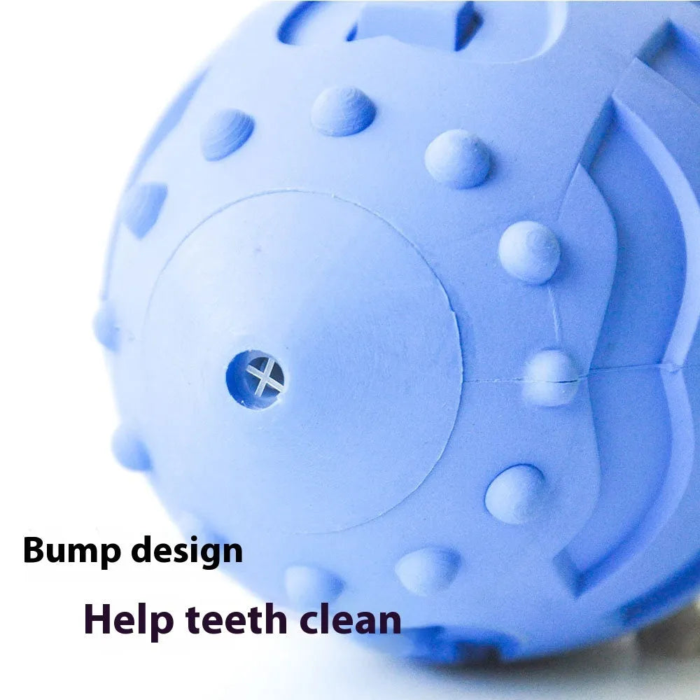 Light green rubber rugby ball dog toy with textured surface for teeth cleaning and training