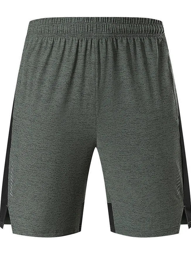 Men's forest green five-point spandex casual shorts with mid waist