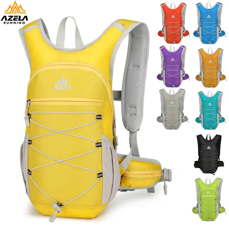AZELA lightweight hydration backpack with breathable mesh and bungee cord for trail running hiking