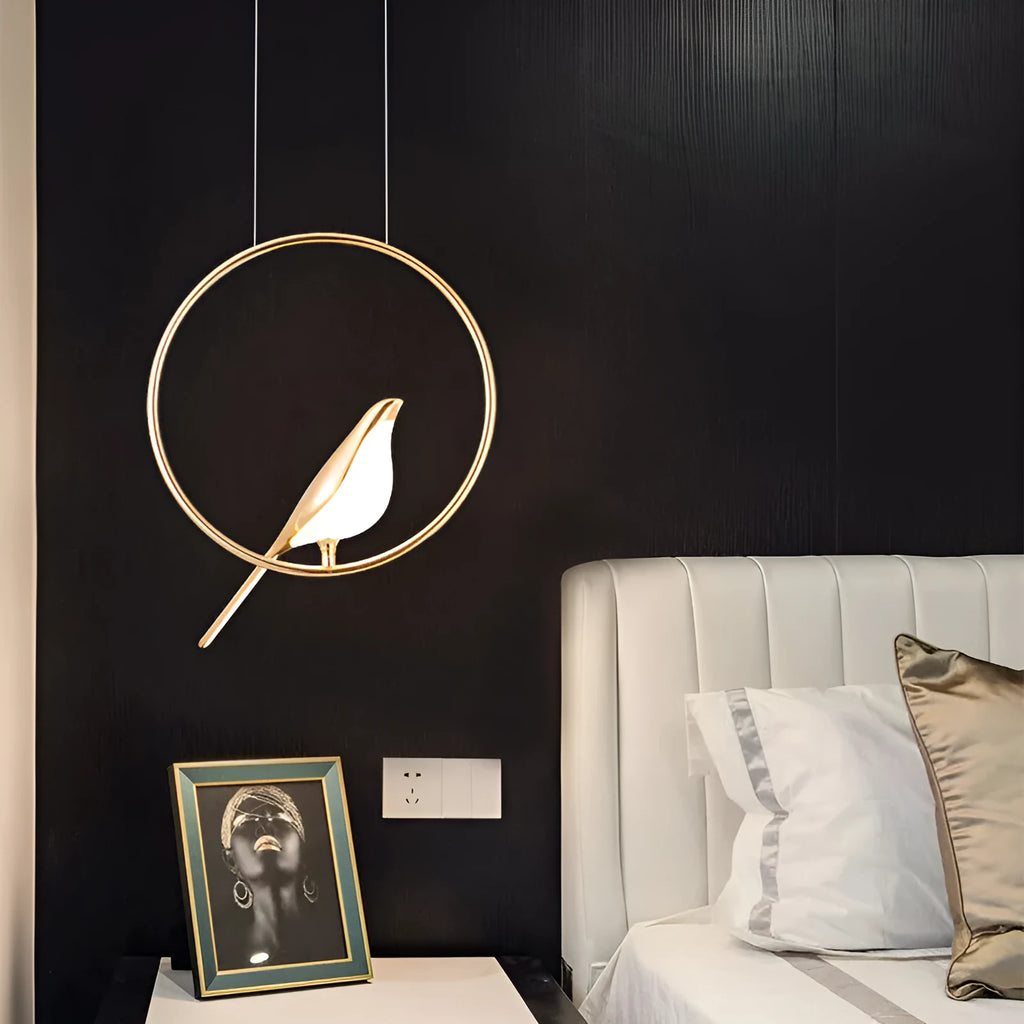 Modern minimalist magpie bird chandelier with zinc alloy and acrylic construction 150cm height
