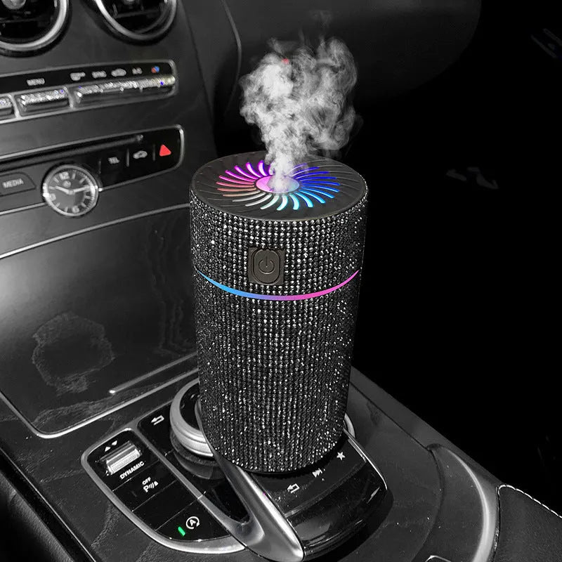 Car mounted air purification humidifier in diamond material with USB power cable