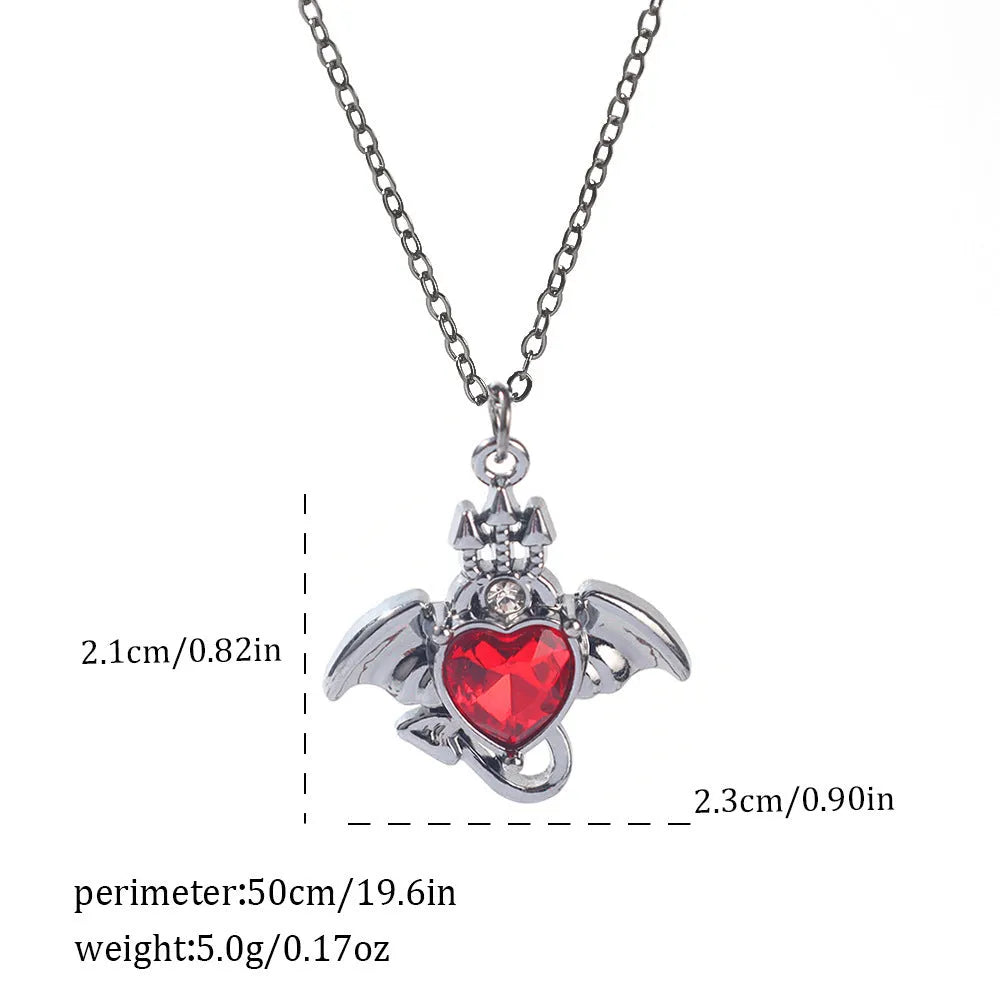 Dark Halloween necklace with spider bat pendant in zinc alloy with electroplated finish