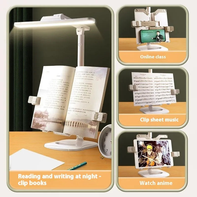 Multifunctional reading bookshelf table lamp with adjustable colour temperature settings and integrated storage
