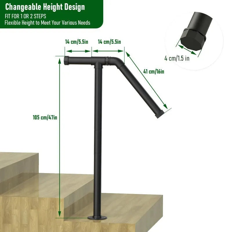 Black metal minimalist ladder support for household use, shown as a single unit.