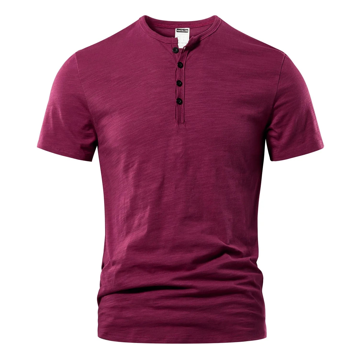 Men's slub cotton casual short sleeve shirt in solid colour with British style pullover design