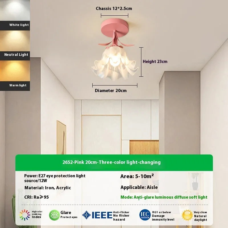 Cream Linglan flower design corridor aisle light with three-colour changing wall control