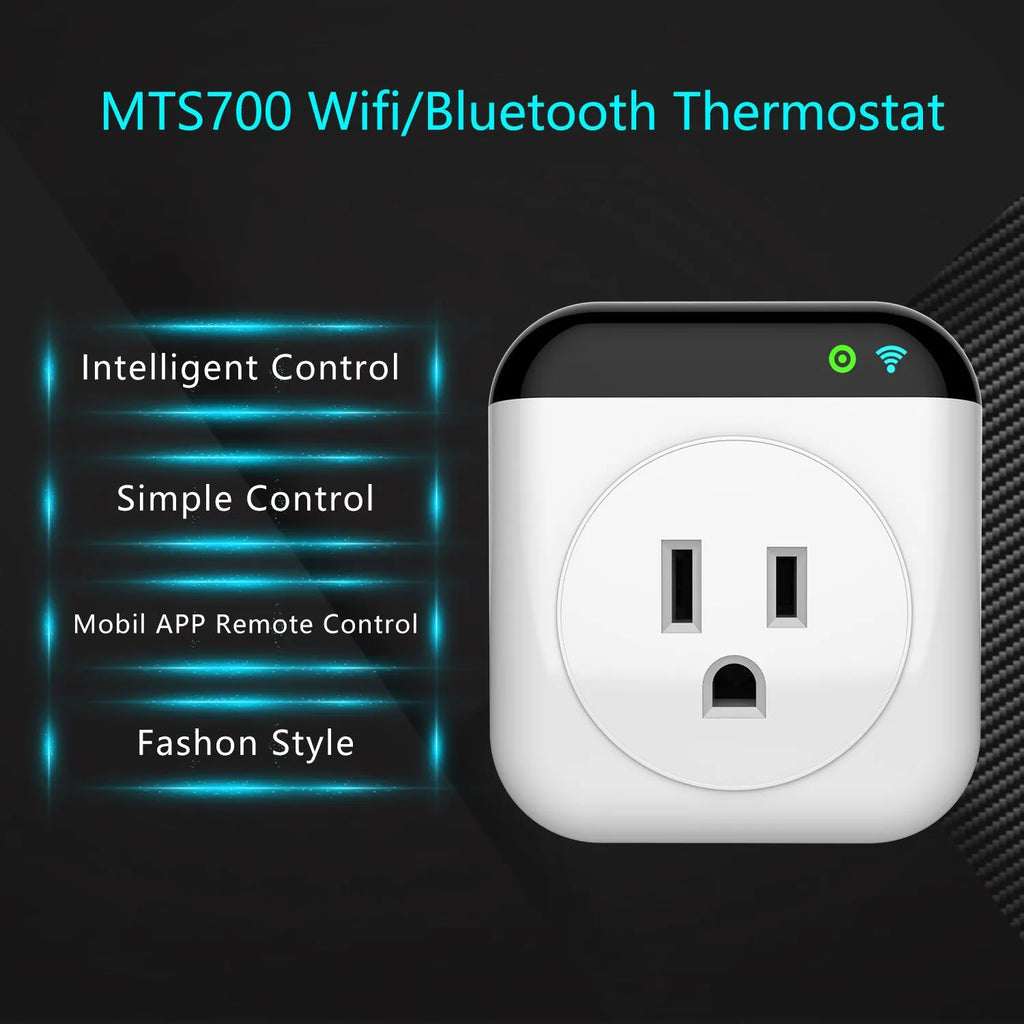 White Tuya temperature control wifi smart socket with temperature sensor probe and US 3-hole electrical outlet