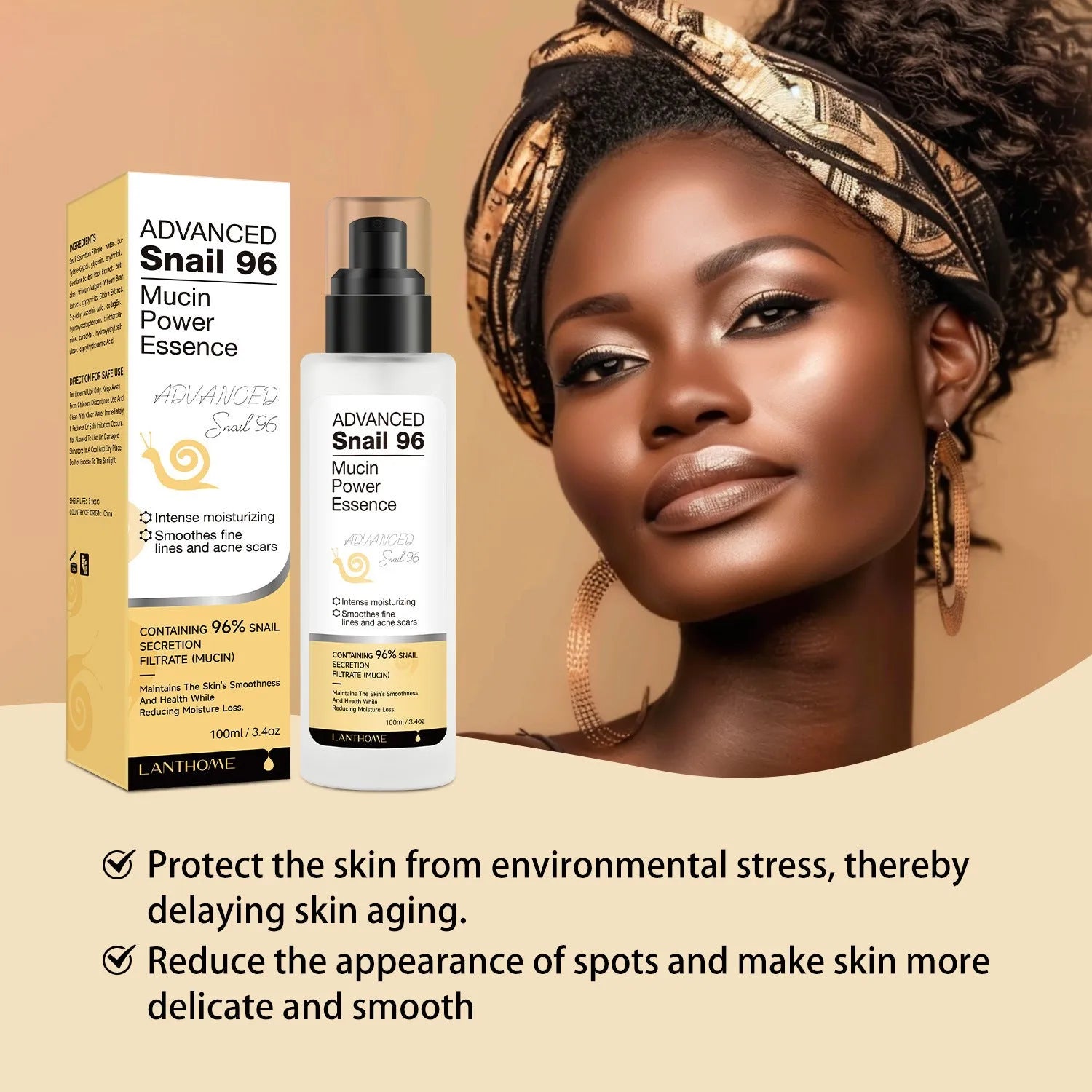 100ml bottle of Snail Snail Serum moisturising facial essence.