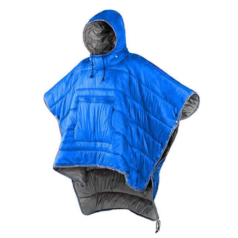 Outdoor cloak sleeping bag wearable camping blanket in Army Green or Grey colours