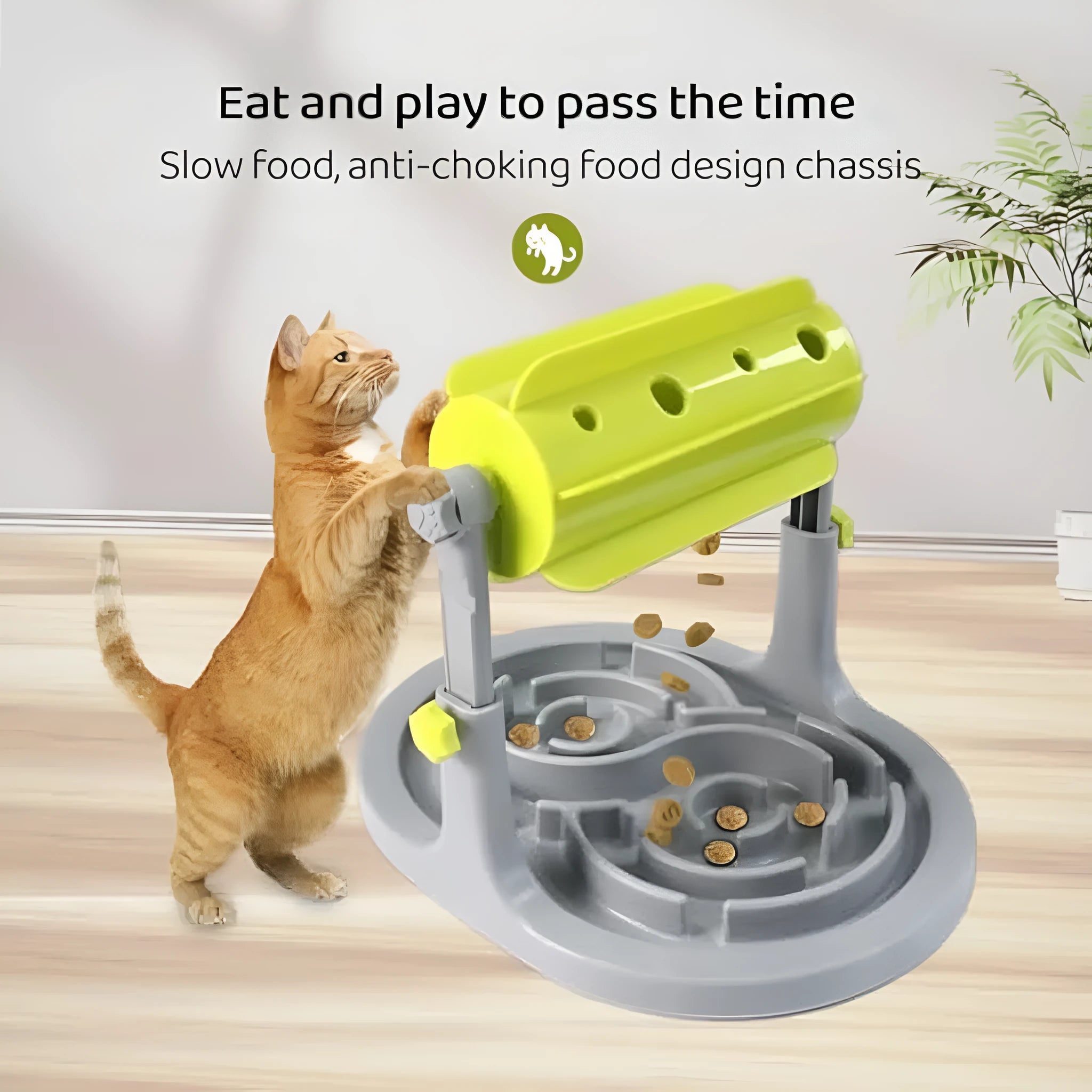 Interactive pet puzzle slow feeder bowl with adjustable height in blue green pink colours