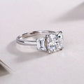 Moissanite wedding ring set with square cut 9x9 stone in platinum-plated S925 silver, gift box packaging