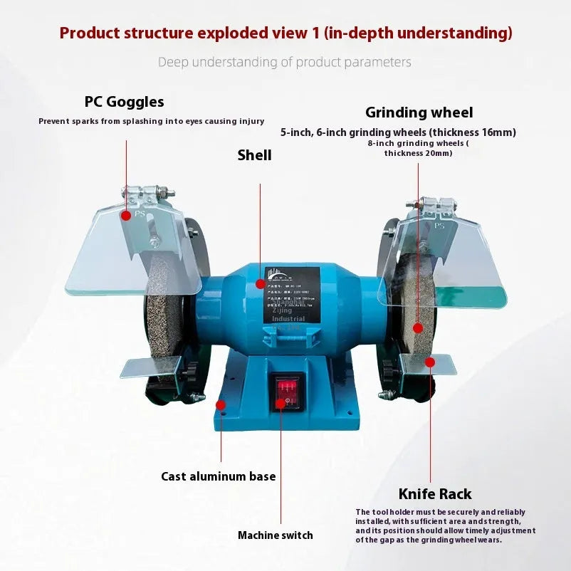 5-inch metal desktop polishing machine for knife sharpening and tool maintenance