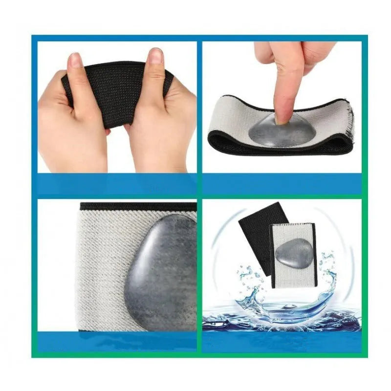 Flat foot support bandage with elastic PU construction and heart-style arch pad.