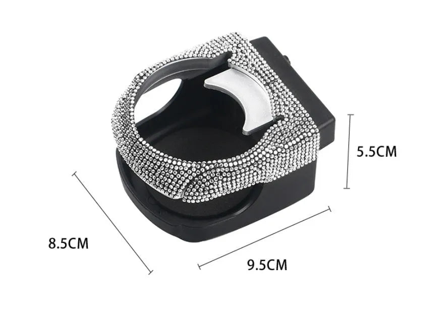 Diamond decorated car air vent mounted cup holder in choice of seven colours