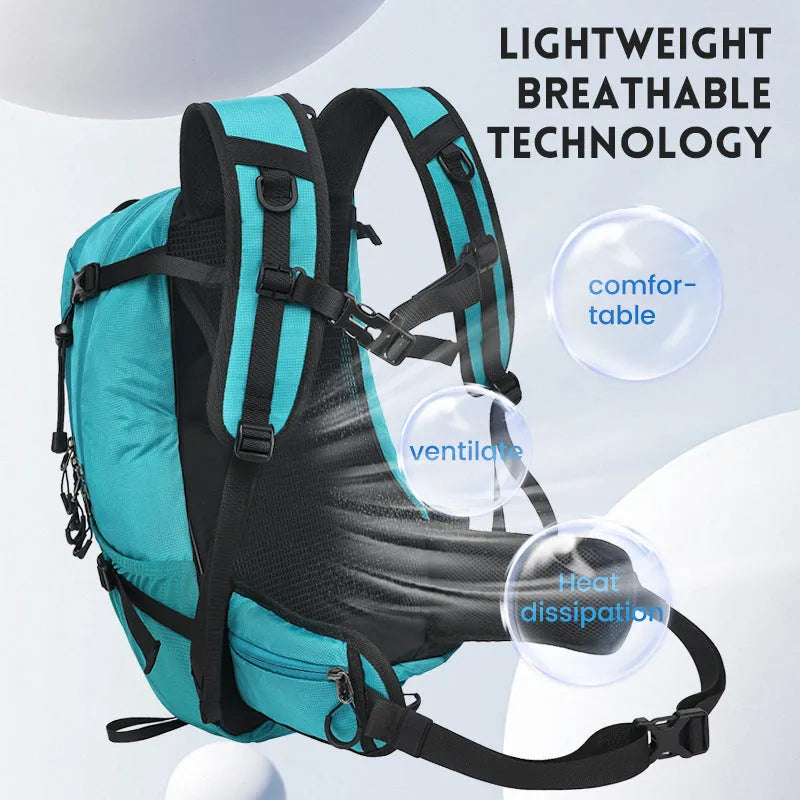 Outdoor multifunctional waterproof hiking backpack in black with Oxford cloth and folding design