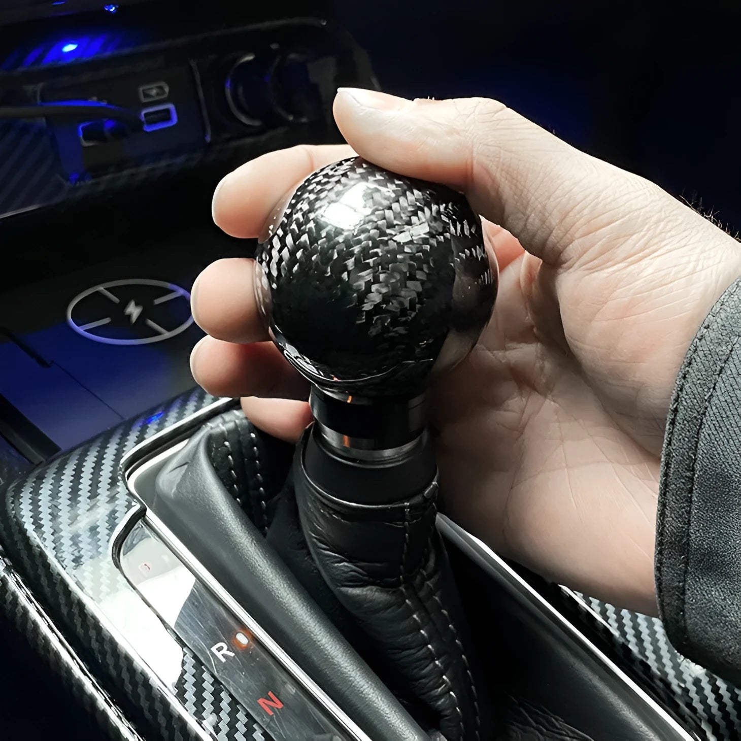 Carbon fibre automatic gear handle head for Honda Civic 10th and 11th gen black finish
