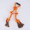 Blue and yellow cotton rope dog tug toy with a handle for large breed aggressive chewers