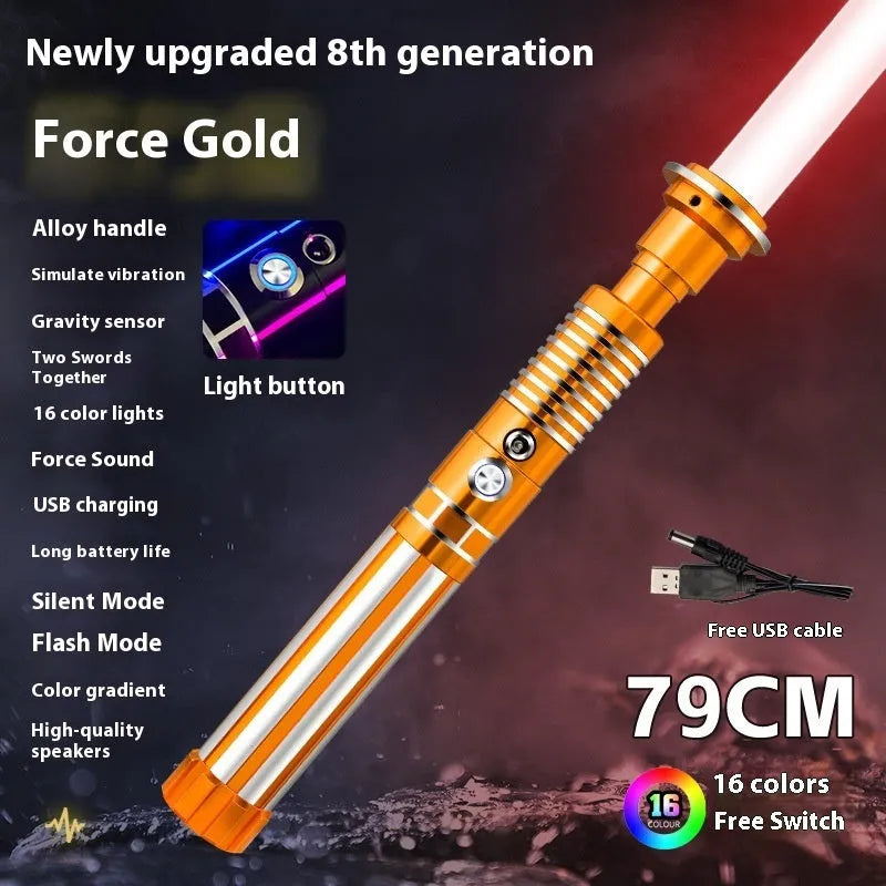 Metal laser sword with 16-colour gravity induction light handle for children aged 7-14