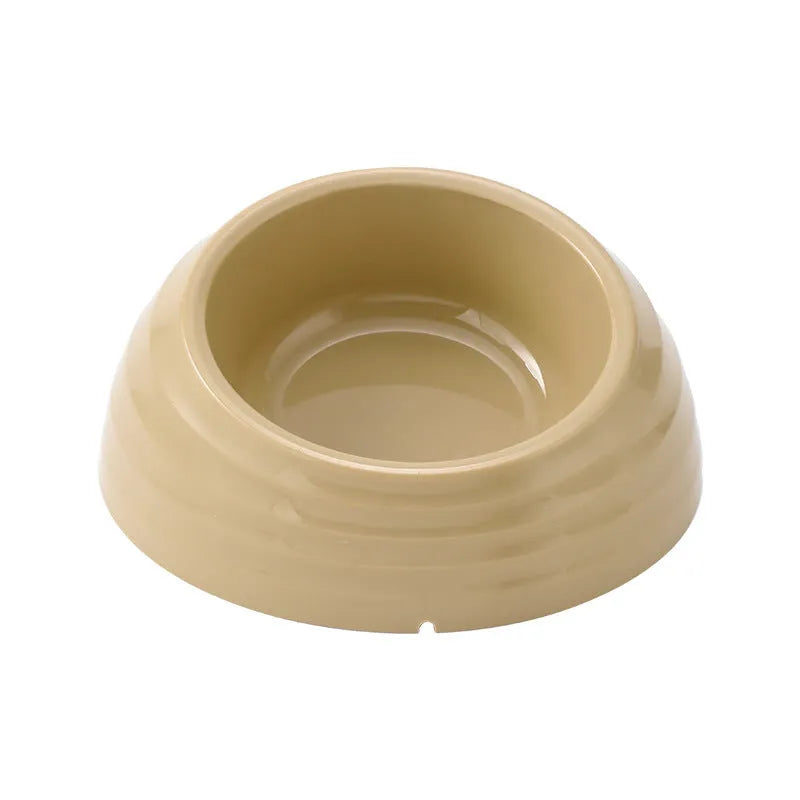 Stainless steel cat bowl on plastic stand in beige, green or brown colour