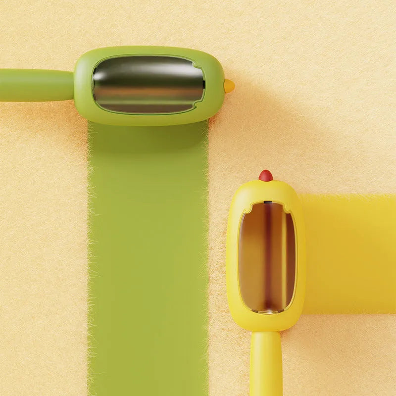 Portable lint roller in four colours blue green white yellow for removing pet hair from clothes