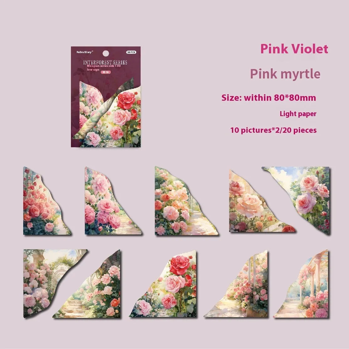 Set of printed paper bookmarks showing six colour options including Spring Vine, Pink Plum and Red Rose