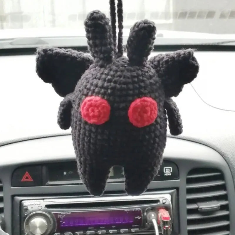 Hand-woven polyester car hanging ornament in cartoon design hanging from rear-view mirror