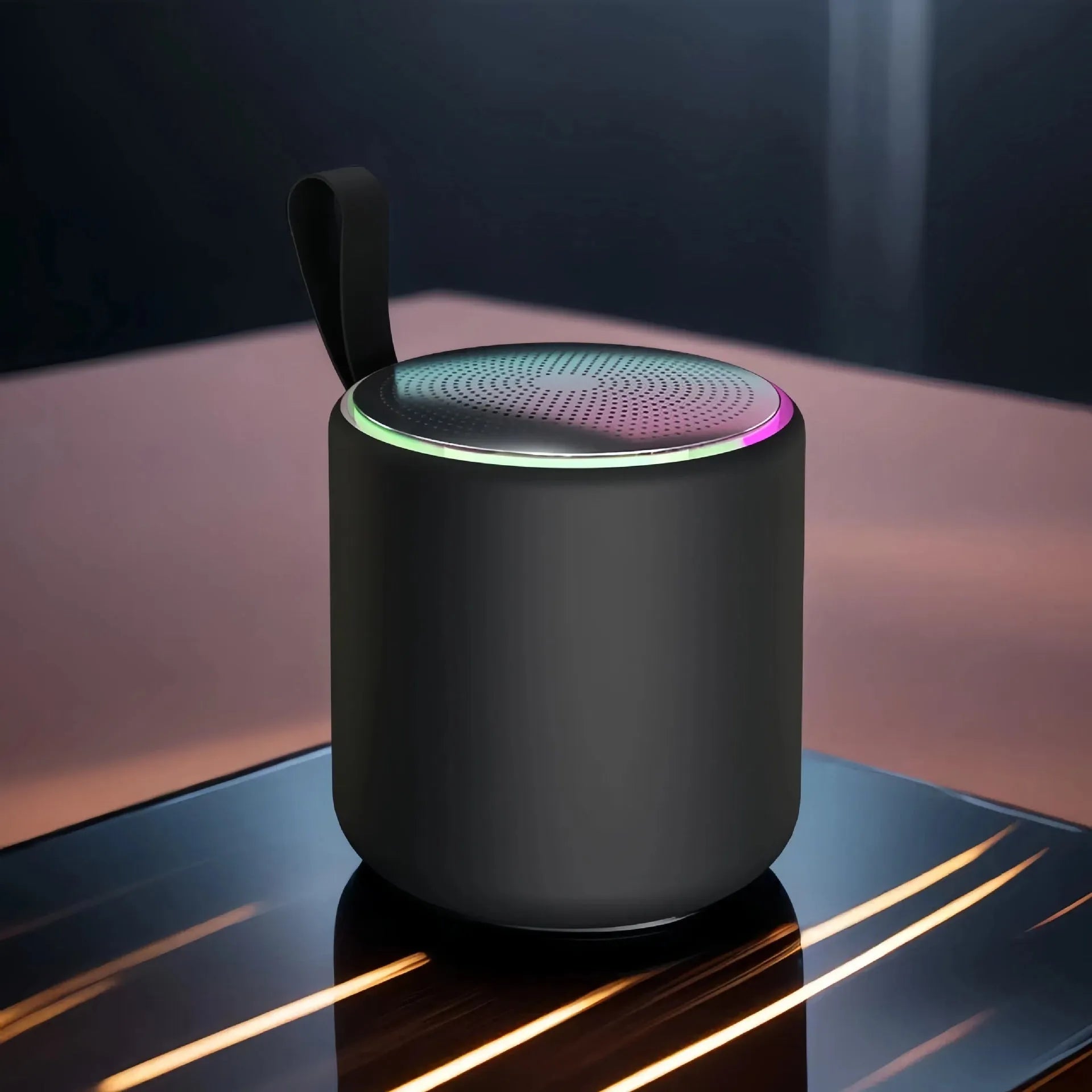 Bluetooth mini portable speaker in black with charging cable