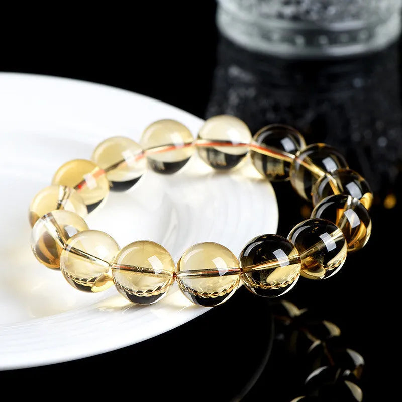Natural citrine scattered beads ball bracelet showing 7A and 6A grade options with multiple bead sizes