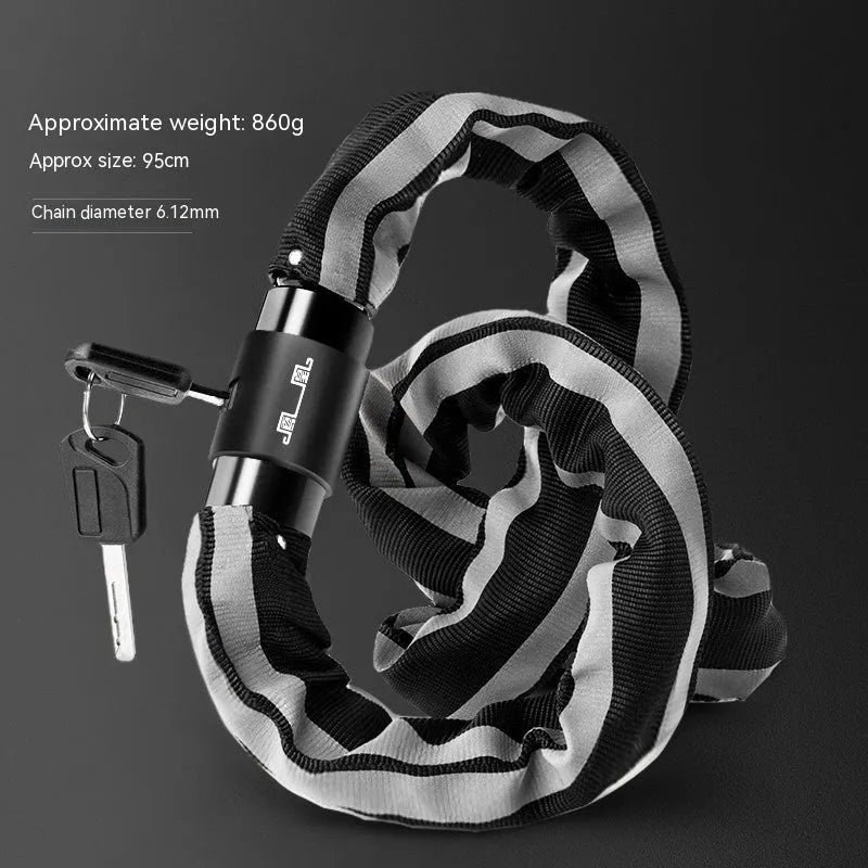 95cm zinc alloy mountain bike chain lock with anti-hydraulic shear resistance in black or yellow