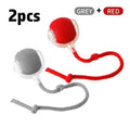 Interactive electronic cat toy ball with coloured lights on grey, green, and red backgrounds.