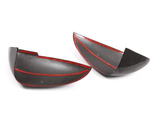 Black carbon fibre rear view mirror covers for Porsche Macan 2014-2022 models