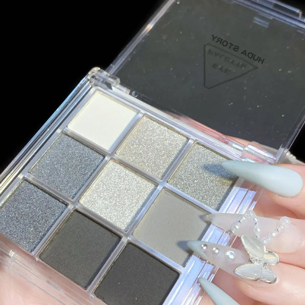 INS CZ0069 nine colour eyeshadow palette showing grey tones including iron grey and black shades