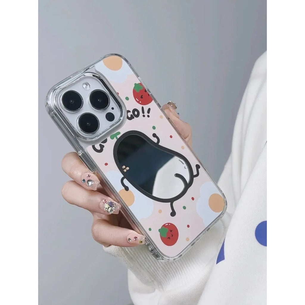 Fun potato chips cartoon villain drop-resistant phone case with mirror finish for Apple iPhone