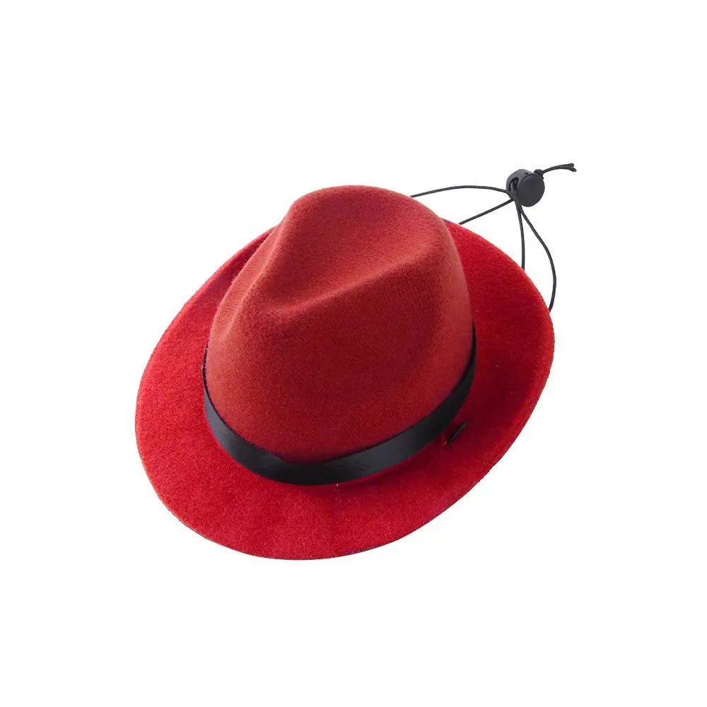 Handmade felt pet sun hat for small dogs and cats in denim style with hairpin