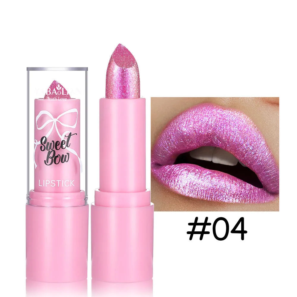 Sweetheart bow diamond lipstick in matte finish, showing six colour options.