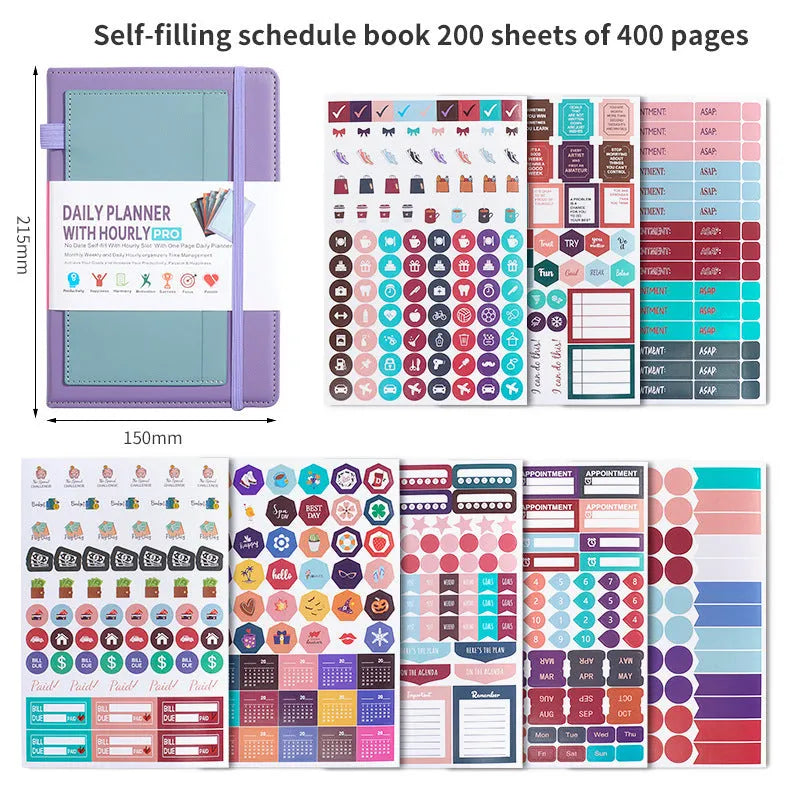 Creative trend undated notebook with strap closure in purple, available with planning stickers.
